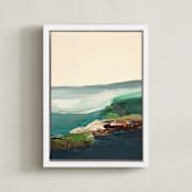 "Monterey Bay Coast" - Art Print in Dark Navy Blue by Caryn Owen - Framed Canvas