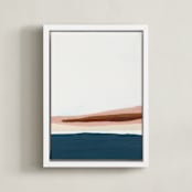 "Warm Pacific Seascape Diptych I" - Art Print in Navy Blue by Caryn Owen - Framed Canvas