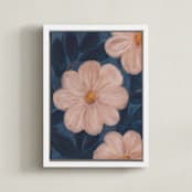 "Moody Florals II" - Art Print in Pale Pink by Angel Walker - Framed Canvas