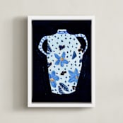 "Delft Blue" - Art Print in Powder Blue by Lottie Aldarwish - Framed Canvas