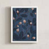 "Moody Florals I" - Art Print in Pale Pink by Angel Walker - Framed Canvas