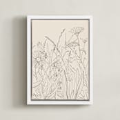 "Field of wild flowers II" - Art Print in Sand by Catilustre - Framed Canvas
