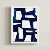 "Urban Spaces" - Art Print in Indigo Blue by flvx studio - Framed Canvas