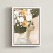 "Flower Power" - Art Print in Olive by Hannah Williams - Framed Canvas