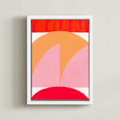 "Watermelon Moon" - Art Print in Watermelon Pink by Christina Flowers - Framed Canvas