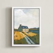"Serenity by the Lake 1" - Art Print in Meadow Green by Lucrecia Caporale - Framed Canvas