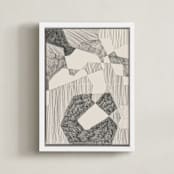 "Crossing Land I" - Art Print in Graphite Grey by Catilustre - Framed Canvas