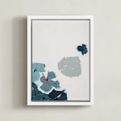 "Blue Garden Diptych I" - Art Print in Royal Blue by Caryn Owen - Framed Canvas