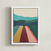 "Blue Horizon" - Art Print in Aqua Blue and Green by Molly Odom Magill - Framed Canvas