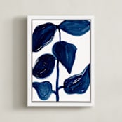 "Indigo Plant" - Art Print in Indigo Blue by flvx studio - Framed Canvas