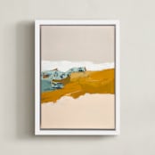 "Sandy Beach" - Art Print in Mustard Yellow by Caryn Owen - Framed Canvas