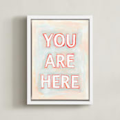 "You are Here" - Art Print in Coral by Karyn Denten - Framed Canvas