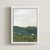 "Serenity by the Lake 2" - Art Print in Meadow Green by Lucrecia Caporale - Framed Canvas