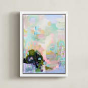 "Let's Play II" - Art Print in mint robins egg by Synnöve Seidman - Framed Canvas