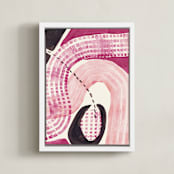 "Conversation II" - Art Print in Black Pink by Catilustre - Framed Canvas