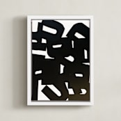 "The Domino Effect No.II" - Art Print in Charcoal Black by Deborah Velasquez - Framed Canvas