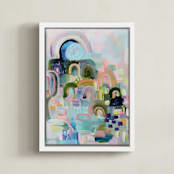 "Let's Play I" - Art Print in mint robins egg by Synnöve Seidman - Framed Canvas