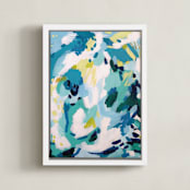 "Dash" - Art Print in Turquoise by Katie Craig - Framed Canvas