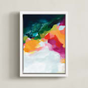 "Aerial Coastline" - Art Print in Tangerine by Mya Bessette - Framed Canvas
