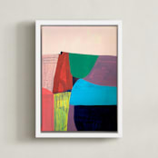 "Tomales Road: Dawn" - Art Print in Cotton Candy Pink by Poppy Dodge - Framed Canvas