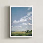 "First Bright" - Art Print in Perfect Day Blue by Stephanie Goos Johnson - Framed Canvas