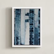 "Blue Encounter" - Art Print in Bold Blue by Colleen Ehrlich - Framed Canvas