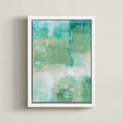 "Go with the Flow I" - Art Print in Celadon by Courtney Crane - Framed Canvas
