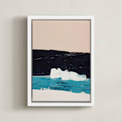 "Hidden Beach Seascape" - Art Print in turquoise blue by Caryn Owen - Framed Canvas