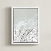 "Split Lines 2" - Art Print in Warm grey by Kirsta Benedetti - Framed Canvas