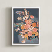 "Sitting Pretty I" - Art Print in Grey by Jennifer Allevato - Framed Canvas