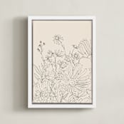 "Field of wild flowers I" - Art Print in Sand by Catilustre - Framed Canvas