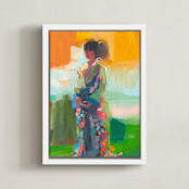 "kimono" - Art Print in Kelly Green by Jenny Westenhofer - Framed Canvas