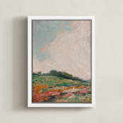 "Flower Meadow 1" - Art Print in Tangerine by Wendy Keller - Framed Canvas