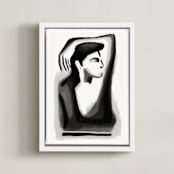 "Contemplation" - Art Print in Midnight by Mansi Verma - Framed Canvas