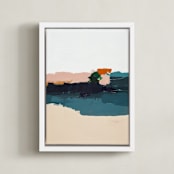 "Malibu Seascape" - Art Print in Peach by Caryn Owen - Framed Canvas