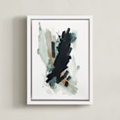 "Mark No. 5" - Art Print in Navy Blue by Kara Schlabaugh - Framed Canvas