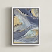 "Cascading Light" - Art Print in Indigo by Julia Contacessi - Framed Canvas