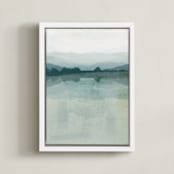 "Cool Reflections" - Art Print in teal by Karen Kardatzke - Framed Canvas