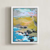 "Out To Sea" - Art Print in Deep Aqua by Jess Franks - Framed Canvas