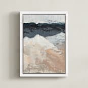 "Mountain Movements" - Art Print in Deep Teal by Kristen Franklin - Framed Canvas