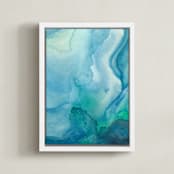 "Under Water" - Art Print in Sea Blue by Chelsey Scott - Framed Canvas