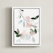"Journeying" - Art Print in Coral by Stephanie Ryan - Framed Canvas