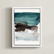 "teal horizons" - Art Print in teal by Kelly Witmer - Framed Canvas