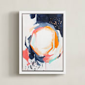 "Light in dark" - Art Print in gold fever orange by Jihye Back Kim - Framed Canvas