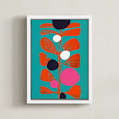 "Modern Fruit" - Art Print in Teal by Deborah Velasquez - Framed Canvas