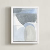 "Construct 3" - Art Print in Soft Blues by Ashleigh Ninos - Framed Canvas