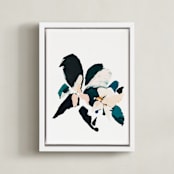 "Botanical Series #4" - Art Print in Dark blue by Caryn Owen - Framed Canvas