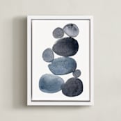 "stone pile" - Art Print in indigo blue by Kelly Witmer - Framed Canvas