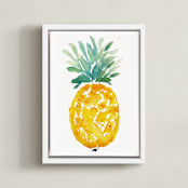 "ananas " - Art Print in fresh pineapple by Kiana Lee - Framed Canvas