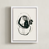 "Black 03" - Art Print in black, white, beige by Catilustre - Framed Canvas